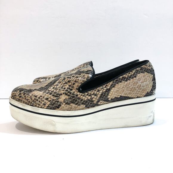 Stella McCartney Binx Snake Print Python Wedge Platform Loafers - Picture 4 of 11